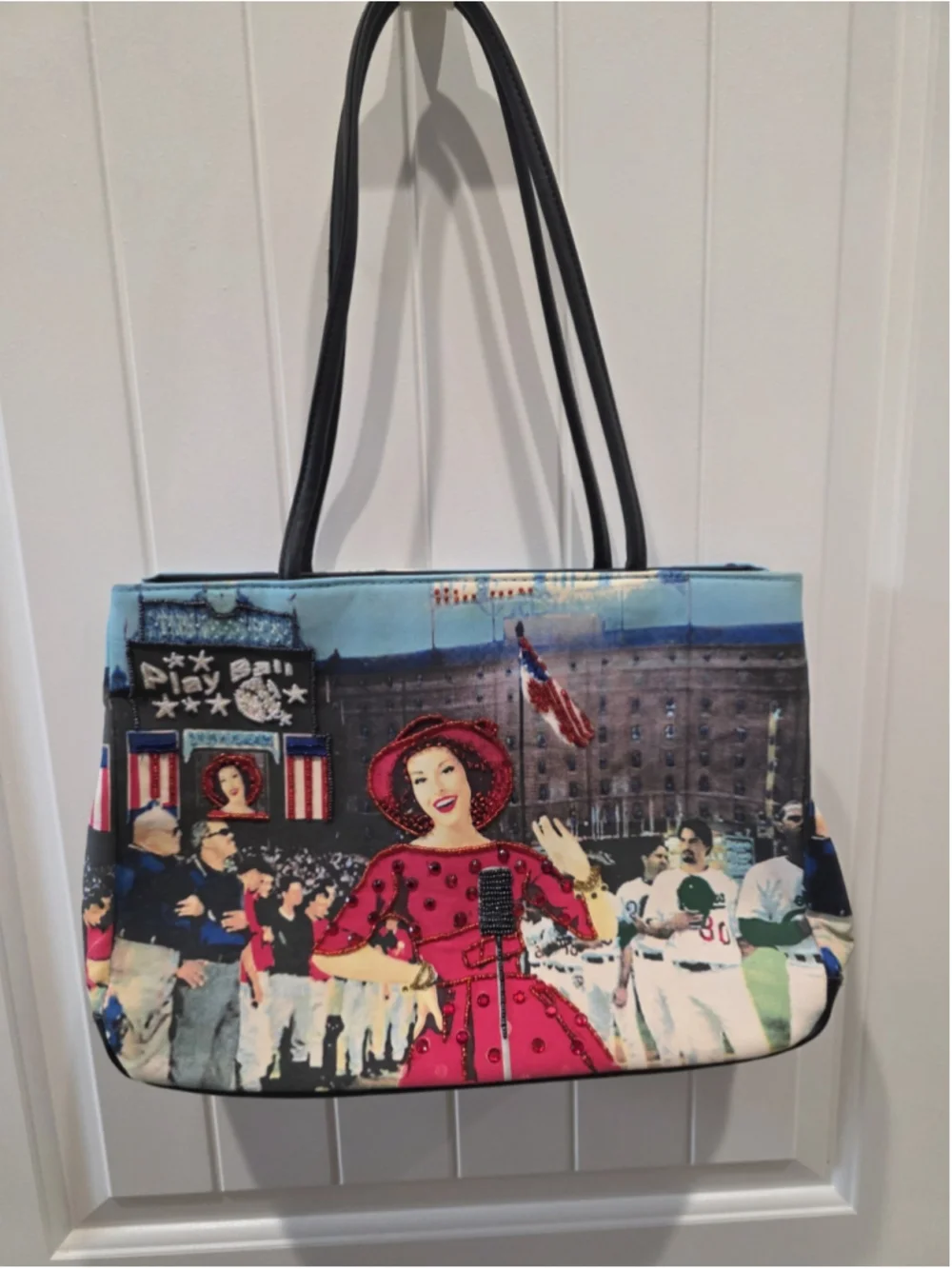 Preston & York NWOT VTG Inspo Retro Beaded Handbag Purse Baseball Play Ball USA